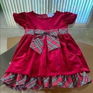 NWT Red Velvet Dress with Plaid Bow